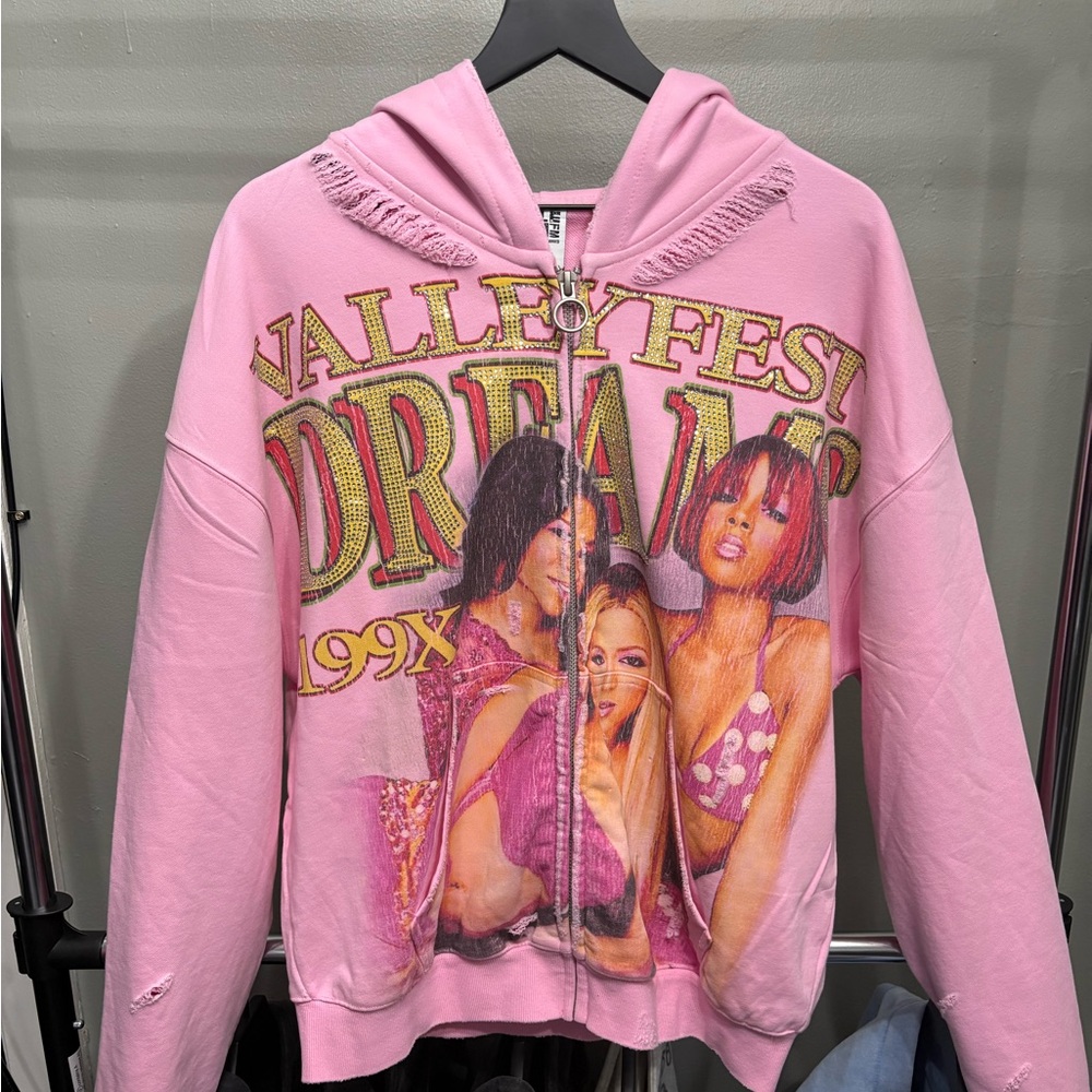 Pink 'Valley Fest Dream' Graphic Zip Hoodie